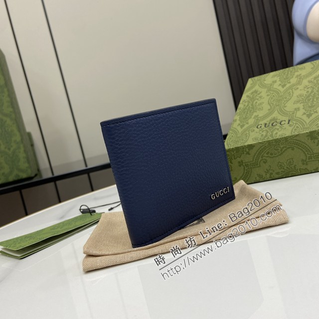 Gucci專櫃古馳最新款Gucci標識雙折錢包男士短夾錢包 jh2489型號：771153